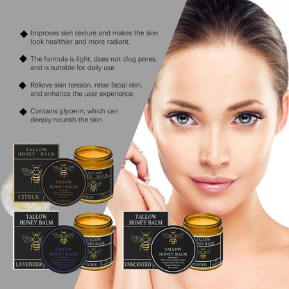 Tallow Honey Balm Firming Nourishing & Hydrating Skin Care Smoothing Soothe Skin Improves Elasticity Tallow Honey Moisturizer